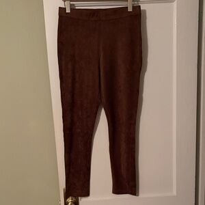 Halston chocolate brown “suede” skinny pants